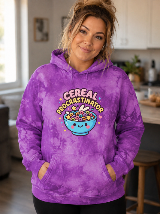 Cereal Procrastinator Tie Dye Hoodie